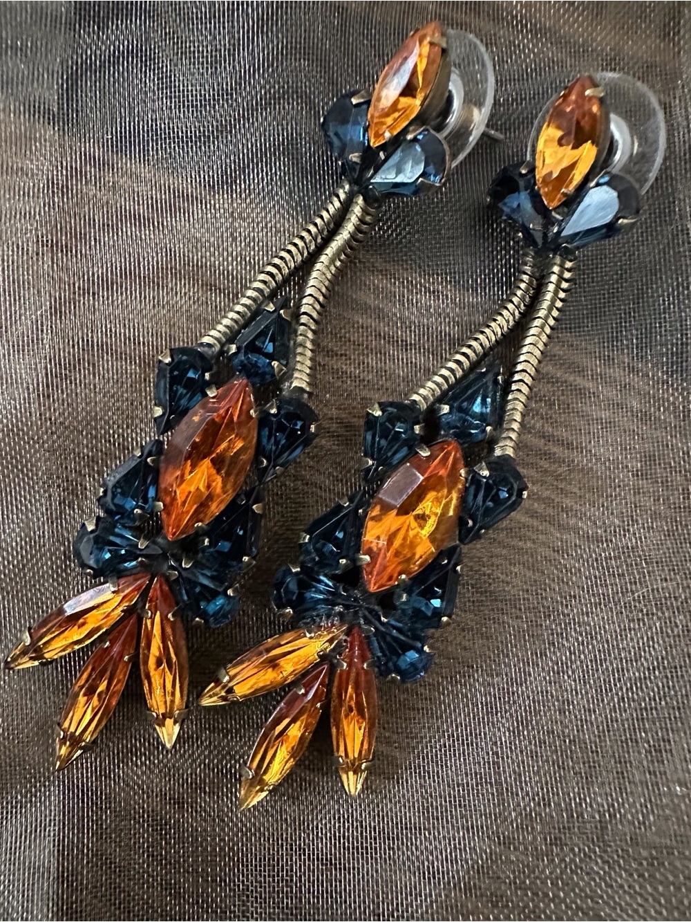 Brand New Auden Amber and Teal Crystal Drop Earrings - Women Jewelry